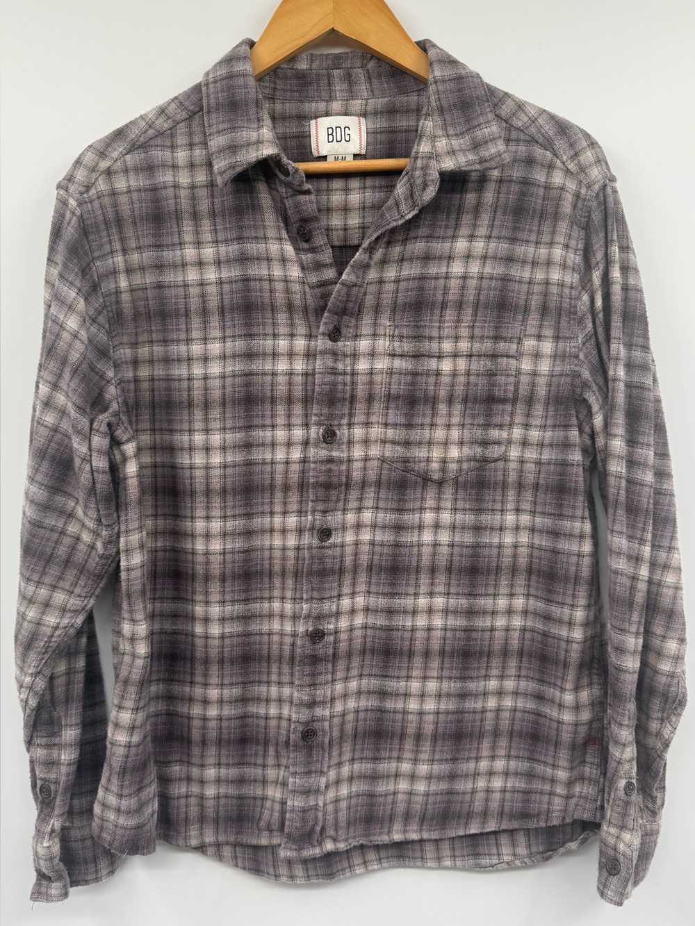 Urban Outfitters BDG Flannel Shirt Men Medium Plaid Long Sleeve Button Up Casual